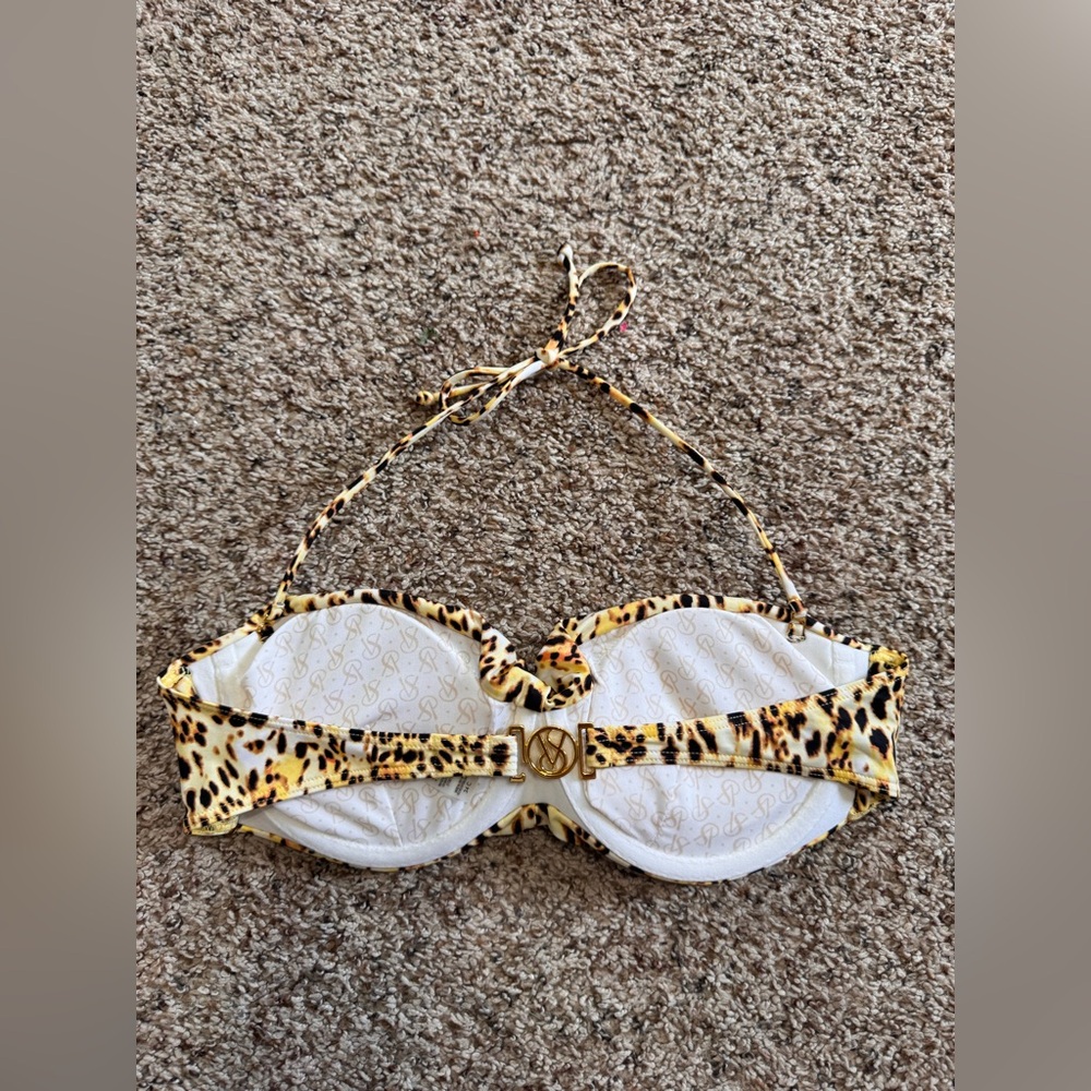 Victoria's Secret Yellow & Black Leopard Bandeau Bikini Top - Picture 2 of 3